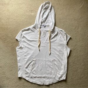 Anthropologie Splendid New Cream Hoodie Short Sleeve Size XS NWT Pocket $98
